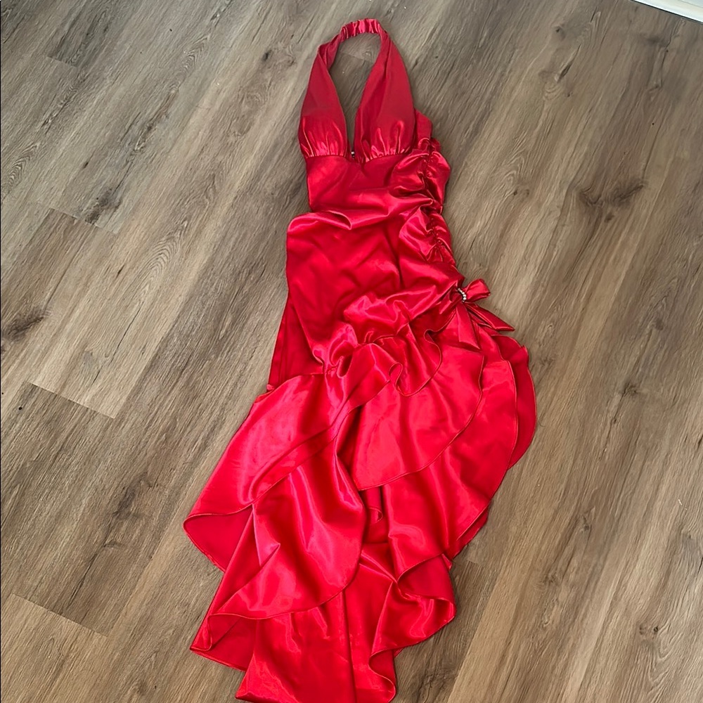 Vintage Blondie Nites Valentines Red Halter Gown Dress